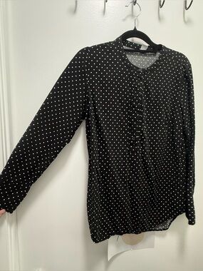 Old Navy Black Blouse with White Polka Dots
